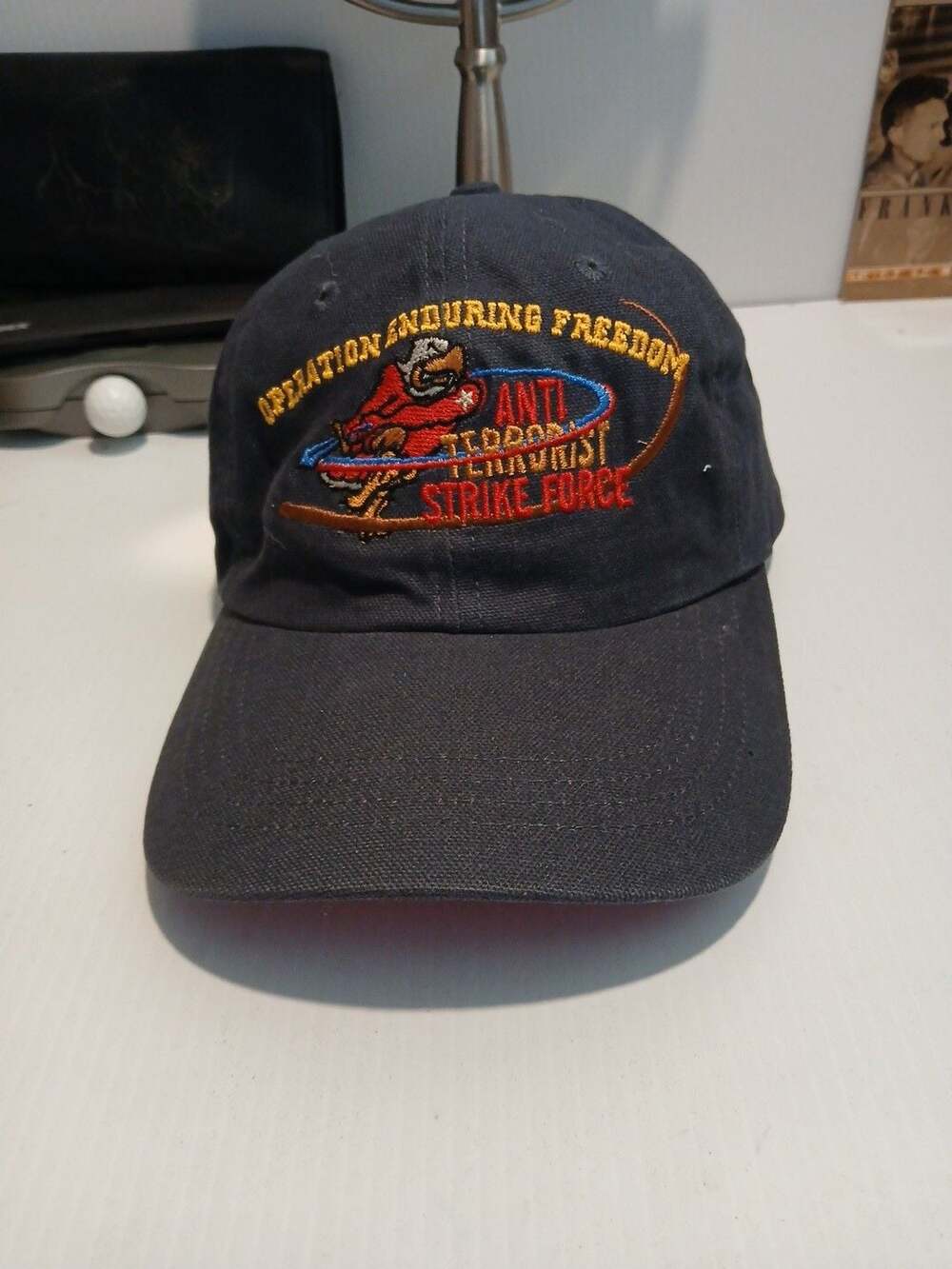 Vintage Mens Navy Cap Blue Hat F/A-18 Hornet Strike Fighter Made In USA